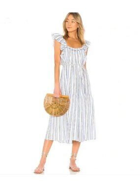 Apiece Apart Ossetia Tiers Dress in Seaside Stripe Cotton Gauze - Size 6